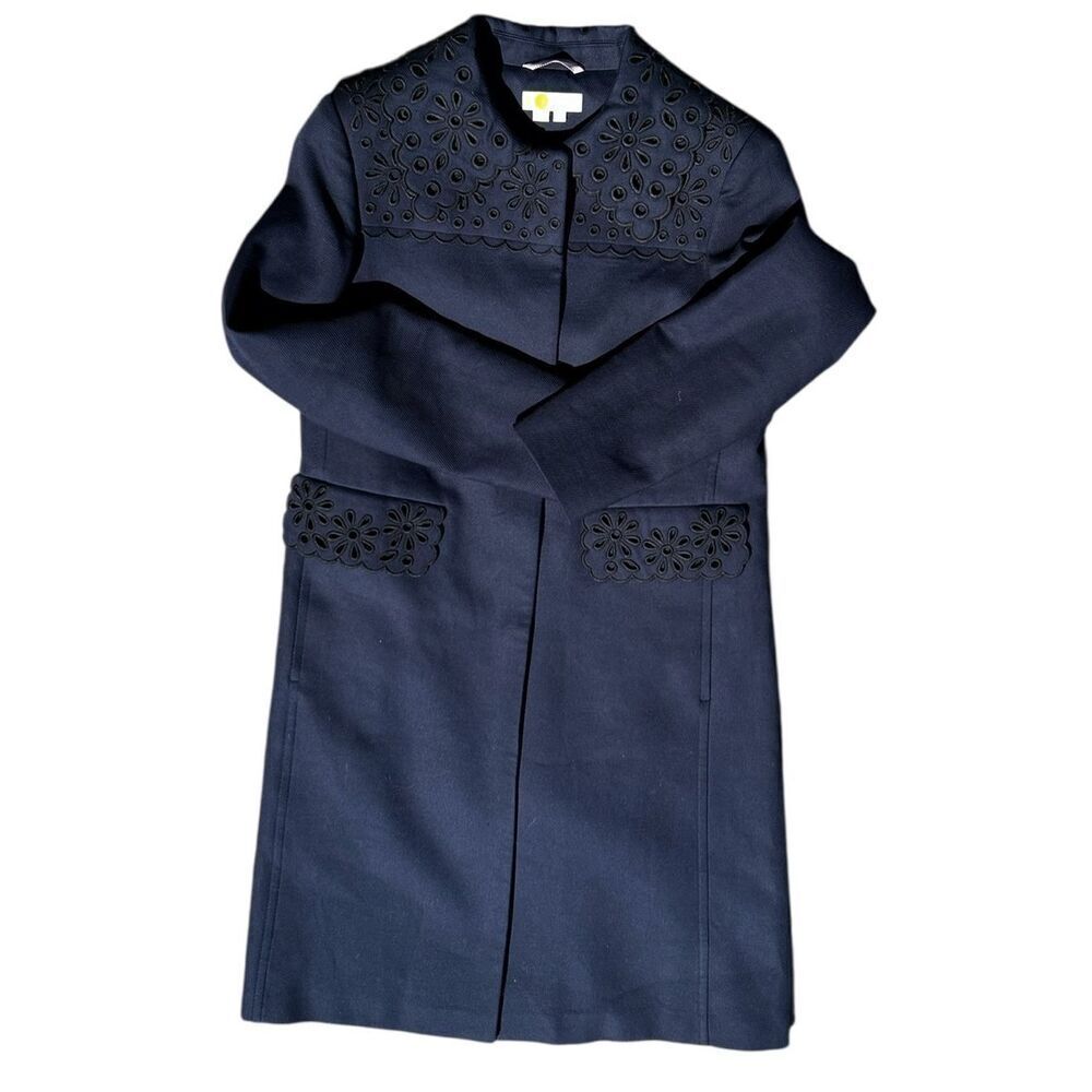 Boden woman’s 8 Broderie Detail eyelet trim button up coat jacket classic - Picture 9 of 11